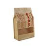 Bolsa de embalaje con cremallera y ventana de fondo plano de papel Kraft