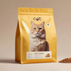 Bolsa de comida para gatos con película de aluminio de fondo plano y comida para mascotas con cremallera ordinaria