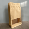 Bolsa de embalaje con cremallera y ventana de fondo plano de papel Kraft