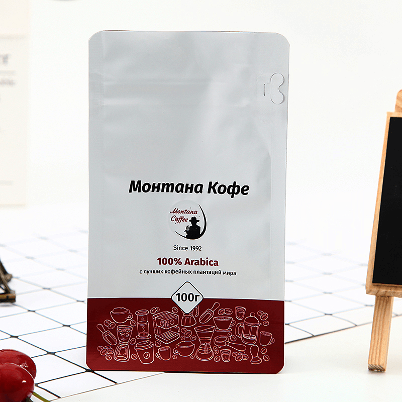 Bolsa de embalaje de café con cremallera lateral de fondo plano de 100 g