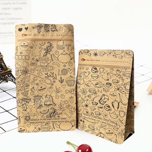 Bolsa de embalaje con cremallera de fondo plano de papel Kraft