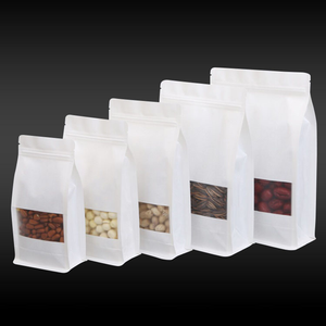 Bolsa de embalaje con cremallera y ventana de fondo plano de papel Kraft