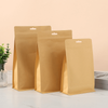 Bolsa de embalaje con cremallera de fondo plano de papel Kraft