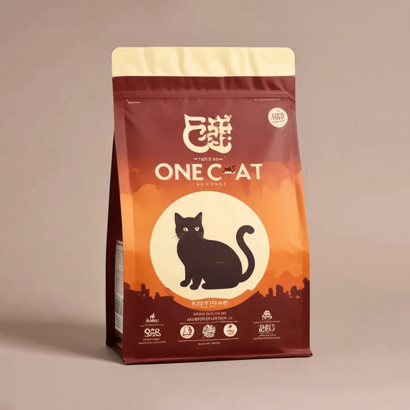 Bolsa de comida para gatos con película de aluminio de fondo plano, alimento para mascotas con cremallera ordinaria de 1,5 kg