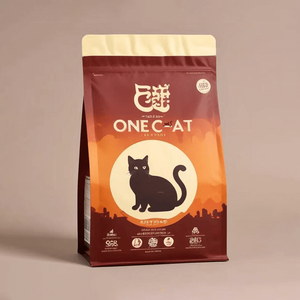 Bolsa de comida para gatos con película de aluminio de fondo plano, alimento para mascotas con cremallera ordinaria de 1,5 kg