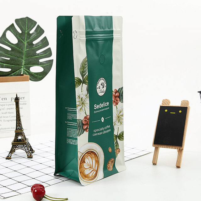 Bolsa de embalaje de café de fondo plano con película de aluminio de capa interna de 1g